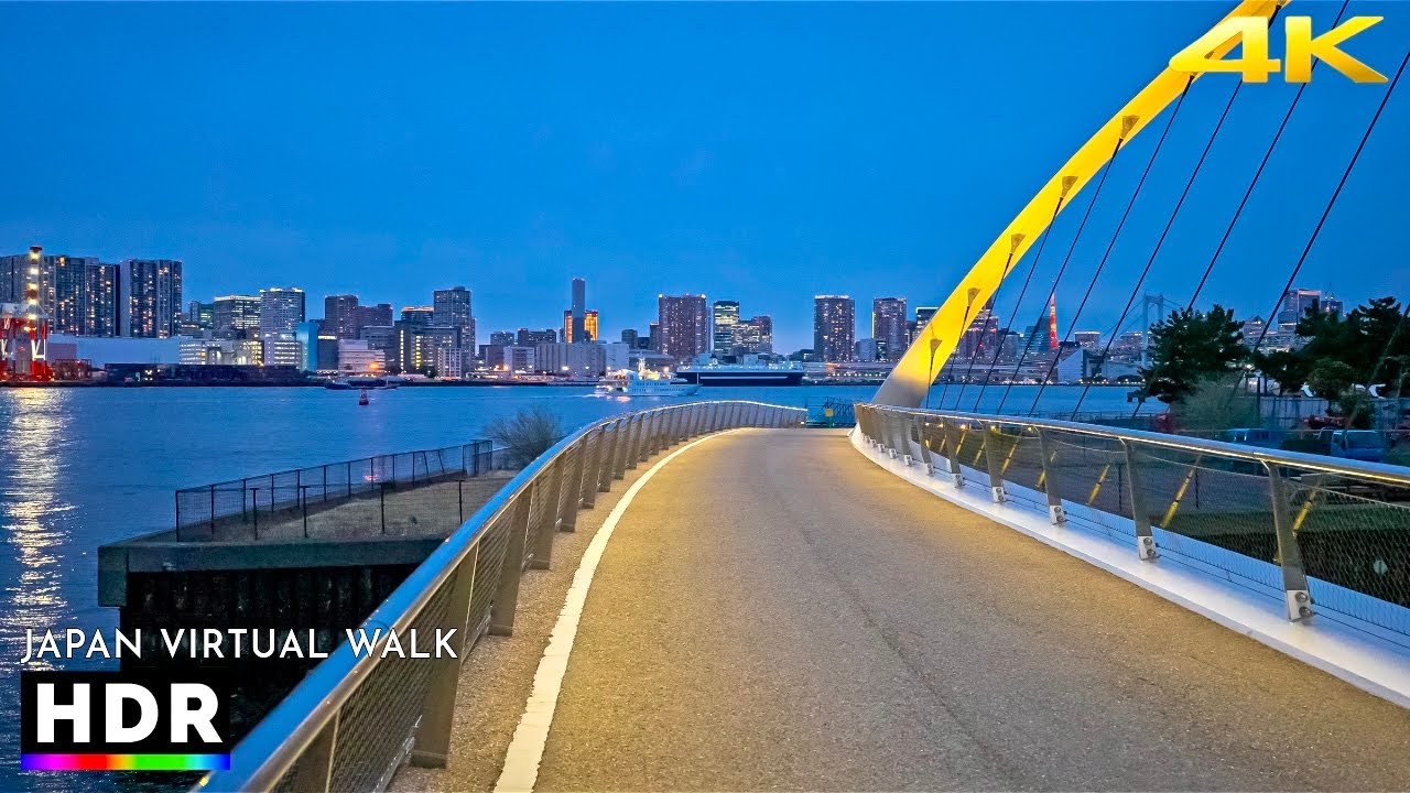 Sunset to Night Walk in Tokyo Odaiba, Japan • 4K HDR