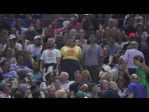 Coco Gauff's US Open semifinal against Karolina Muchova disrupted by climate protesters
