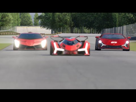 Lamborghini V12 Vision GT vs Lamborghini Veneno vs Lamborghini Sian at Monza Full Course