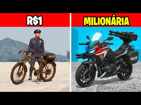 MOTO POLÍCIA DE R$1 PARA MILIONÁRIA no GTA 5!