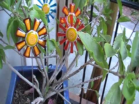 Flowers Fused Glass Garden Art.