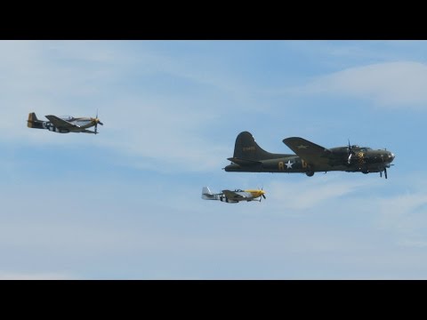 B-17 Flying Fortress with P-51D Mustangs! - Flying Legends 2014