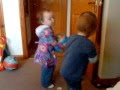 Jamie And Rebecca Doing The Exercises With Barney March 2012