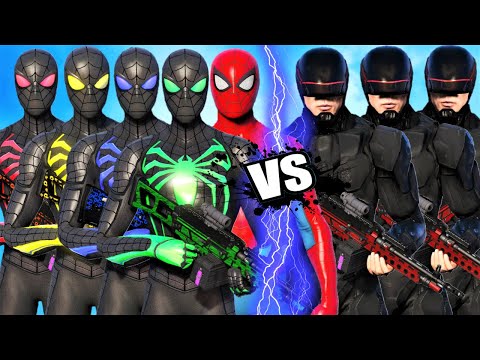 TEAM SPIDER-MAN VS ROBOCOP ARMY