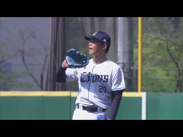 【ファーム】ライオンズ・浜屋将太 鋭いピッチャーライナーをナイスキャッチ!!  2023年4月22日 埼玉西武ライオンズ 対 東京ヤクルトスワローズ