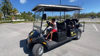 7 YEAR OLD LEARNS HOW TO DRIVE A 6 SEATER GOLF CART IN KEY WEST FLORIDA!!!