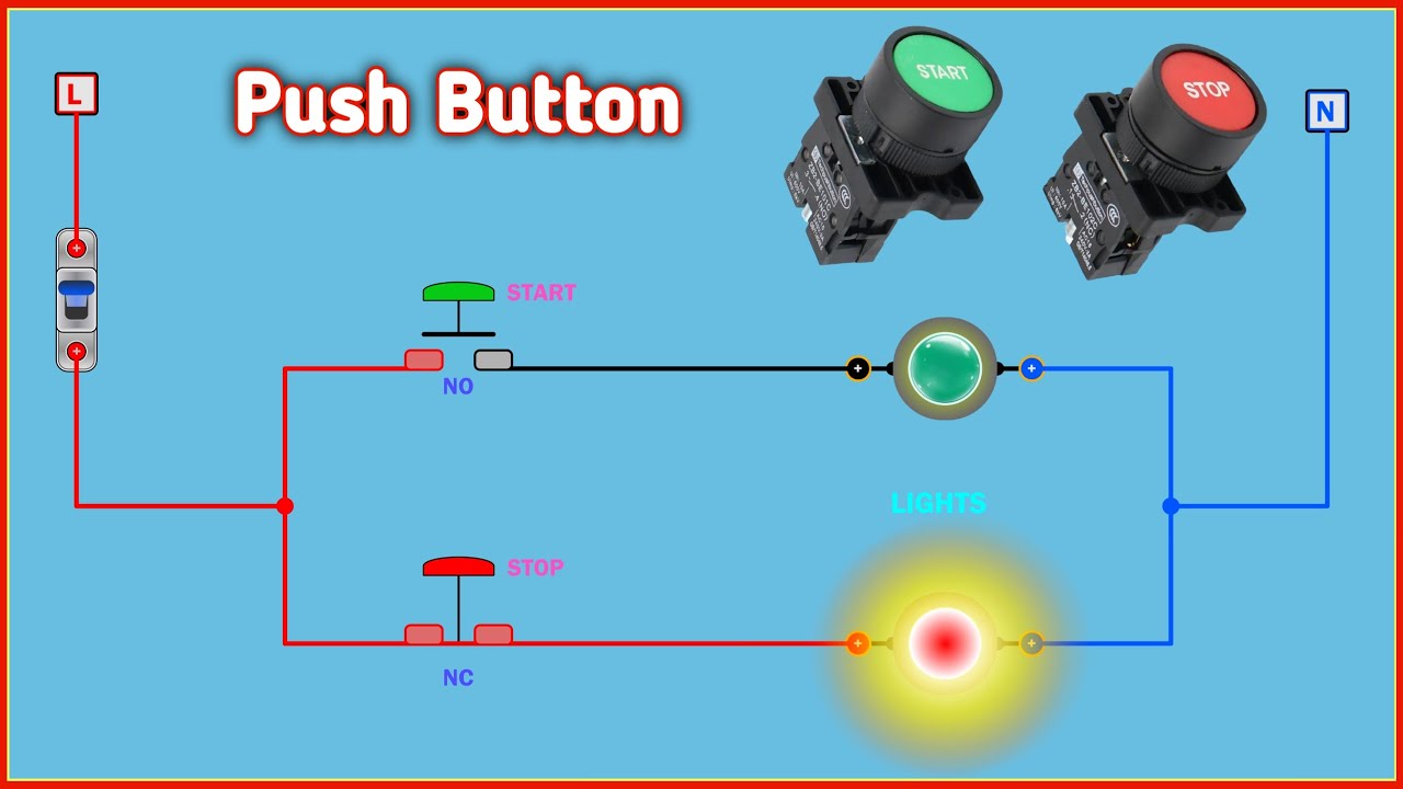How the Push Button Works  || Electrical Simulation