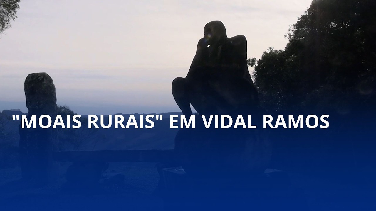 “Moais Rurais” em Vidal Ramos. Esculturas da pedra lembram ilha de Páscoa