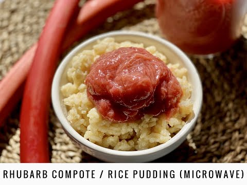 💖Rhubarb Compote Rice Pudding (Microwave)🍚