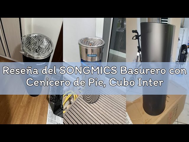 Vídeo relacionado con ARBUTUS Papelera-cenicero de metal de14.7cm x 56.5 cm, basurero con apartado para ceniza, papelera de torta con compartimento para basura, (Negro)