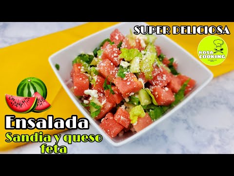 no puedo dejar de comer esta ensalada  de sandia y queso feta/como hacer ensalada  sandia y queso