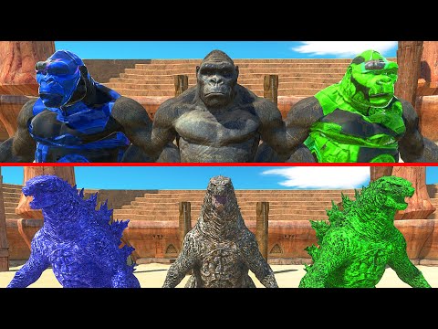 TEAM Godzilla vs TEAM King Kong At The Arena - Animal Revolt Battle Simulator