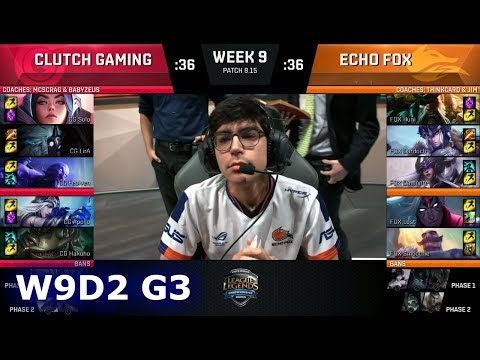 Clutch Gaming vs Echo Fox | Week 9 Day 2 S8 NA LCS Summer 2018 | CG vs FOX W9D2