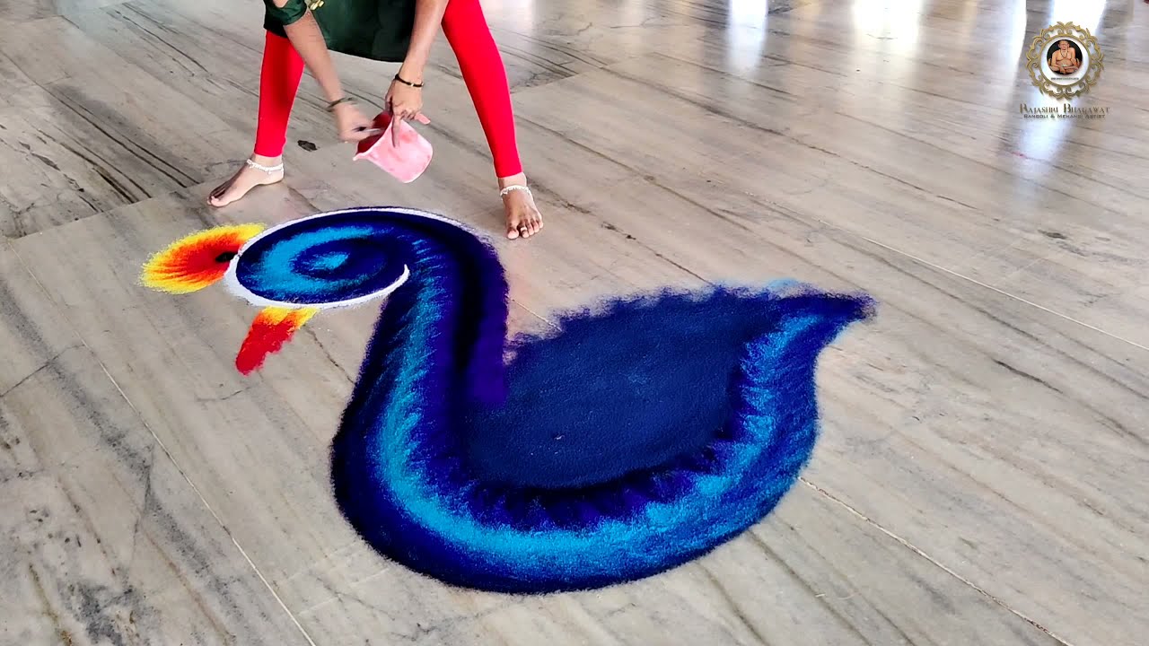 beautiful peacock rangoli design by rajashri junnarkar bhagawat