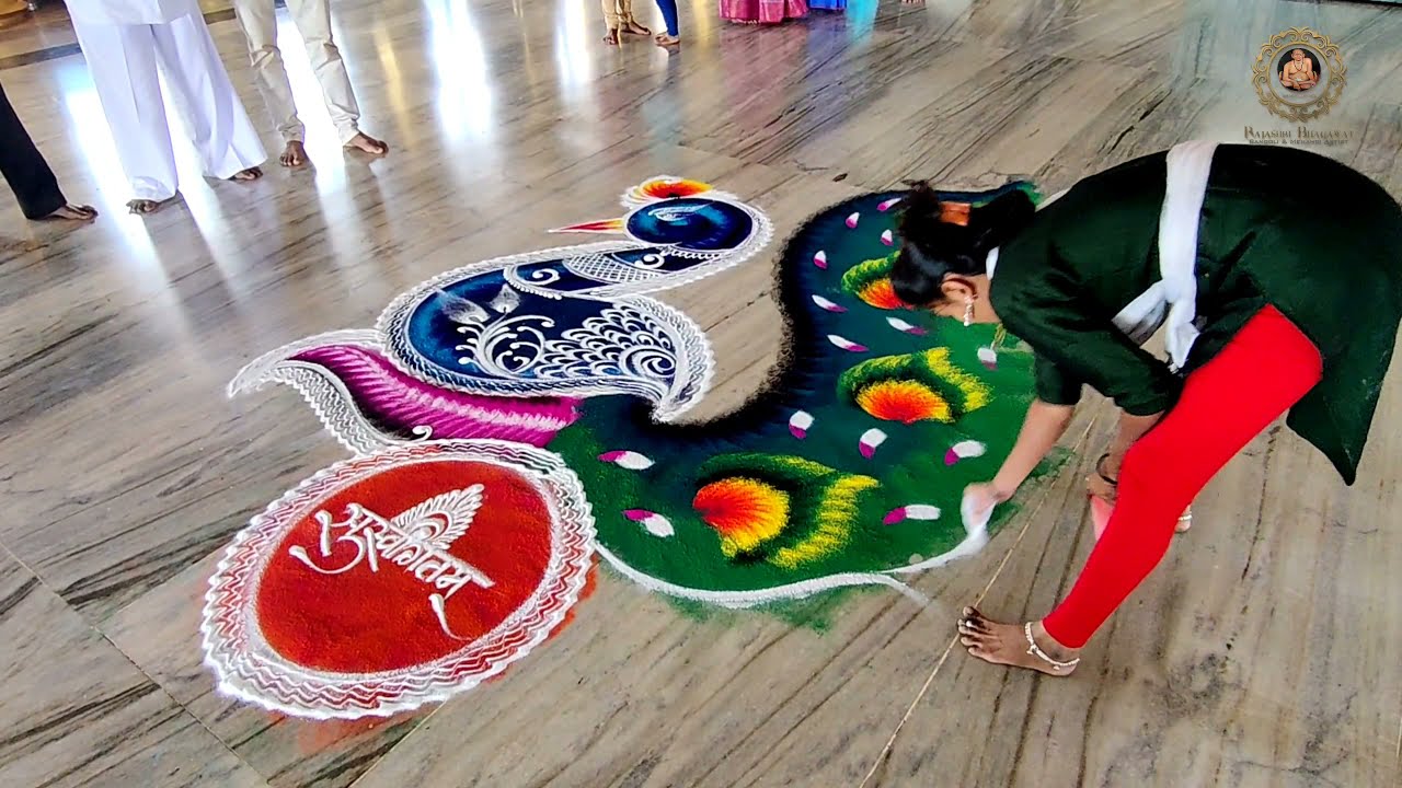 Beautiful peacock rangoli design by rajashri junnarkar bhagawat