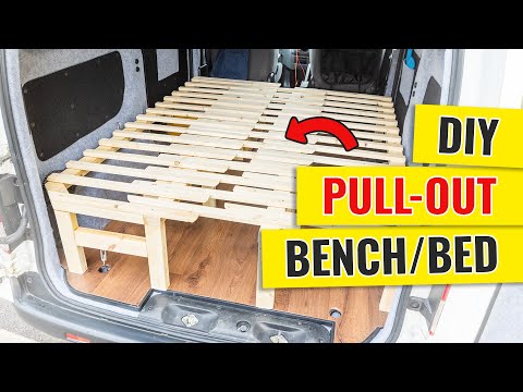 Unique DIY Pullout Van Bench/Bed With Storage In 3 Sections
