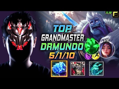 GrandMaster Dr. Mundo TOP vs Irelia - 천상계 장인 탑 문도 템트리 룬 서리불꽃 착취 ドクター・ムンド - LOL KR 11.19
