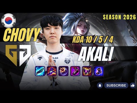 GEN Chovy AKALI vs IRELIA Mid - Patch 26.3 KR Ranked | lolrec
