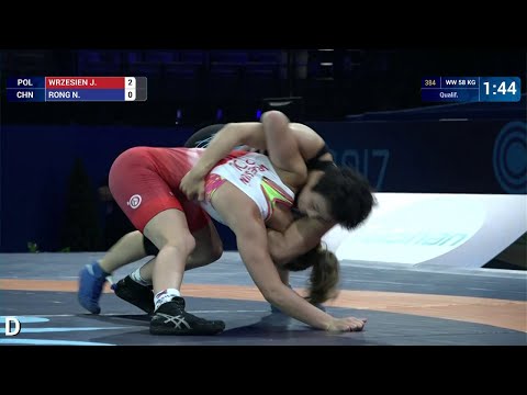 Qual. WW - 58 kg: N. RONG (CHN) df. J. WRZESIEN (POL) by VSU1, 12-2