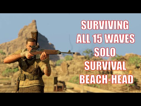 Surviving All 15 Waves - Solo Survival - Sniper Elite III ( 3 ) - BEACHHEAD Gameplay Walkthrough