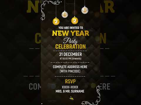 black golden Creative New Year Invitation Animation E Card Code