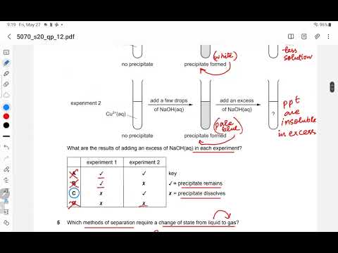 5070 Chemistry O level P1 variant 2 may june 2020 part 1