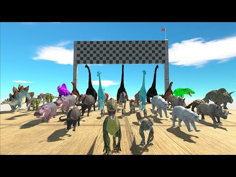 SPEED RACE DANGEROUS ROAD VS ANIMALS VS DINOSAURS - Animal Revolt Battle Simulator