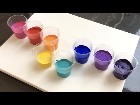 Acrylic Pouring Technique (27) -  Multi-Color  "Paint Kiss" RING POUR