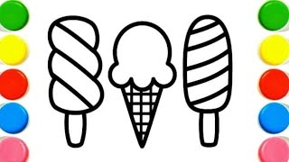 Rainbow 🌈 ice cream How to Draw a Cute Ice Cream Cone – Easy Step by Step Drawing for Kids