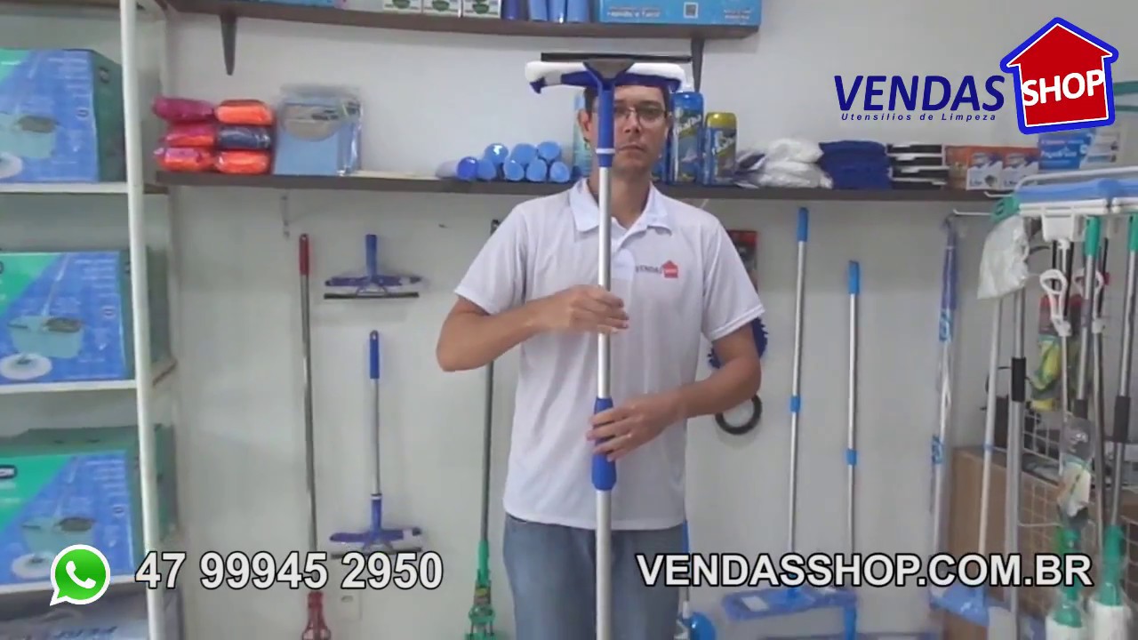 Como montar o Rodo Limpa Vidros Telescópico 3,10 Mts - Vendasshop.com.br