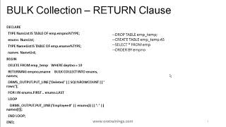 Oracle PLSQL - BULK Extract, Insert, Update and Delete