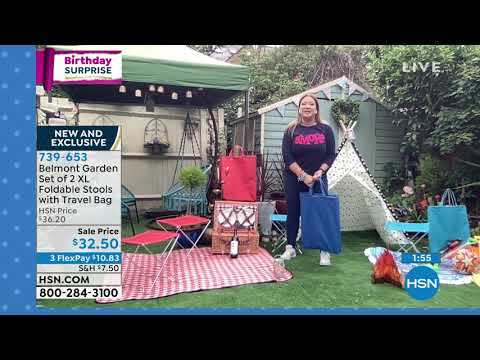 Belmont Garden Set of 2 XL Foldable Stools with Travel B...