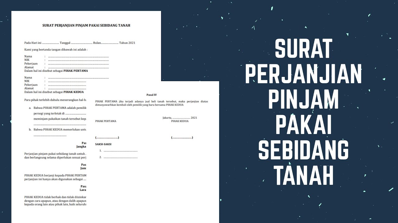 Surat Perjanjian Pinjam Pakai Sebidang Tanah