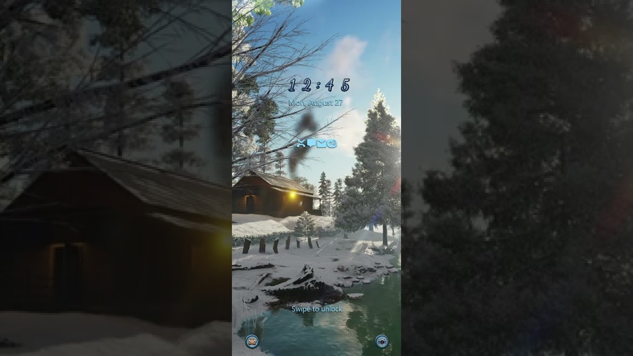 Galaxy Premium Theme - Peaceful Winter Cabin Animated Lockscreen