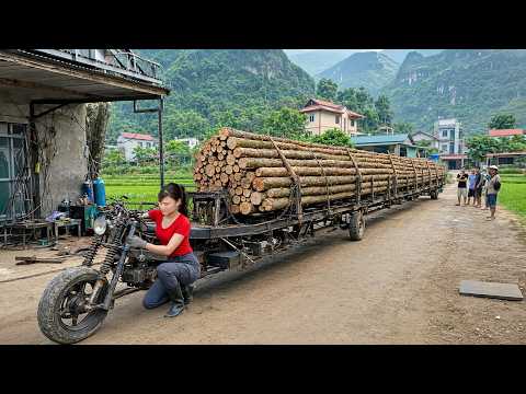 Built An Insane Long Motorcycle From Scrap To Haul 200+ Logs