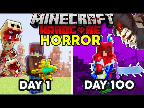 I Survived 100 Days in HORROR Hardcore Minecraft...