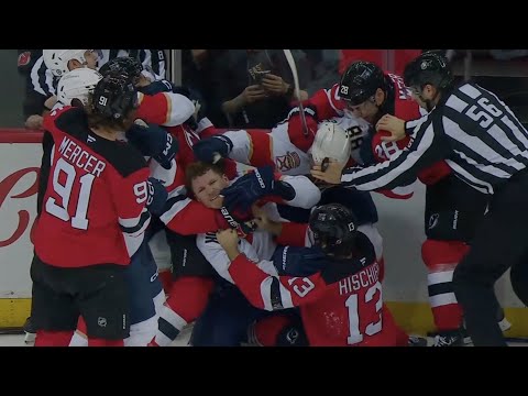 Matthew Tkachuk Lays a Big Hit On Nico Hischier