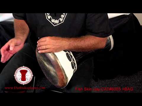 Fish Skin Darbuka Black Gawharet El Fan Doumbek (CAT#6005 +BA)
