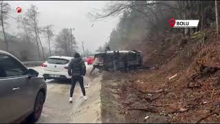 Bolu Abant Yolunda Kontrolden Çıkan Araç, Takla Attı