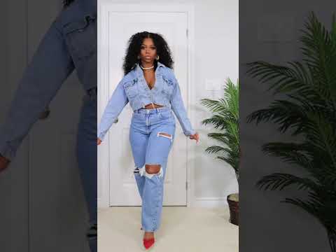 Denim on denim outfit 🔥 Get dressed with me! #shorts