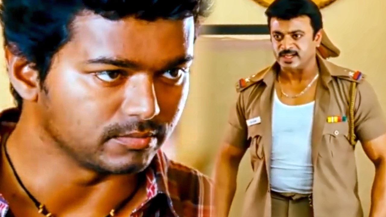 विजय इस पुलिस वाले को धमकी दे रहा है l Sura Movie Best Scene