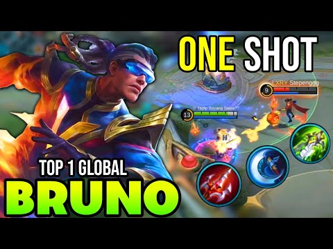 ONE SHOT! BRUNO BEST BUILD 2021 | TOP 1 GLOBAL BRUNO GAMEPLAY | MOBILE LEGENDS