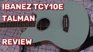 Video thumbnail for GUITAR Ibanez TCY10E Talman Acoustic Guitar, Purpleheart Fretboard, Sea Foam Green REVIEW by LEARNINGCHORDS