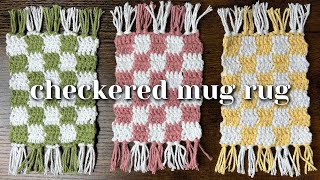 Checkered Mug Rug Coaster Crochet Tutorial & Free Written Pattern