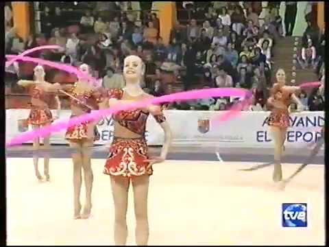 Rhythmic gymnastics group routine Russia ribbons