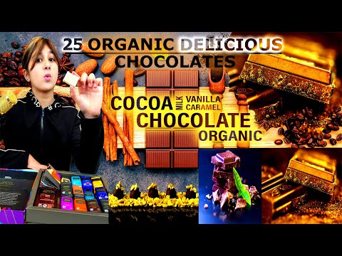 25 DARK ORGANIC MINIATURE CHOCOLATE BARS ASMR | BEST CHOCOLATE TASTING REVIEW
