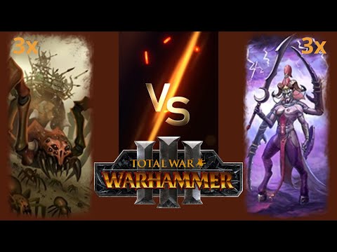 Can 3 Keepers of Secrets Challenge 3 Arachnarok Spiders in Total War: Warhammer 3?