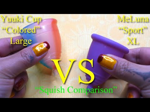 Yuuki Colored Cups LG vs MeLuna Sport XL Menstrual Cup Squish