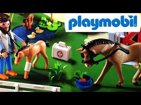 PLAYMOBIL COUNTRY SET - Jump Horse Super star and Pony get checked at the Stable ! Speed Build Fun