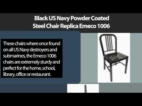 Black US Navy Powder Coated Steel Chair Replica Emeco 1006